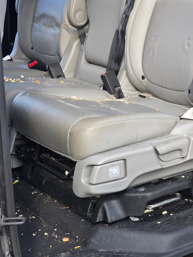 a bench seat before detailing